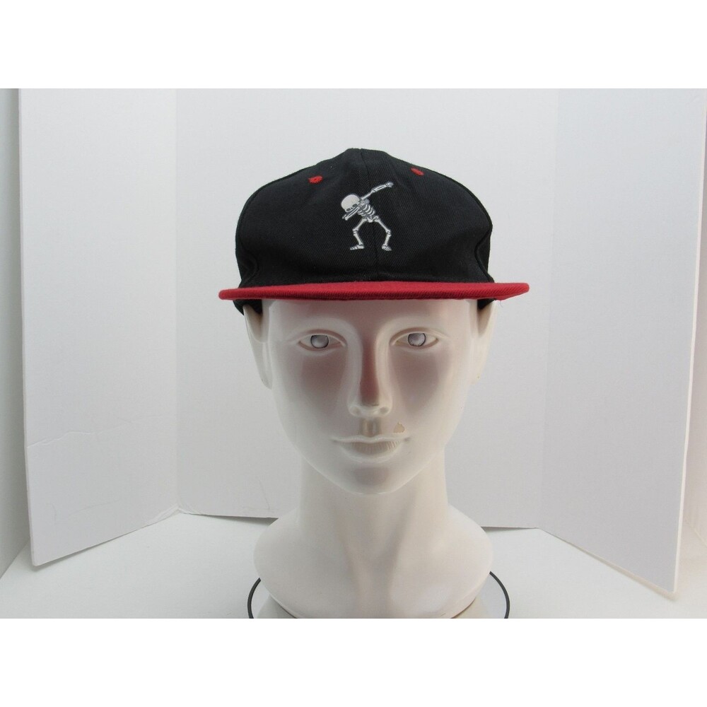 Unbranded Dab Skeleton Snapback Hat Men's One Size Black Red Flat Brim Acrylic